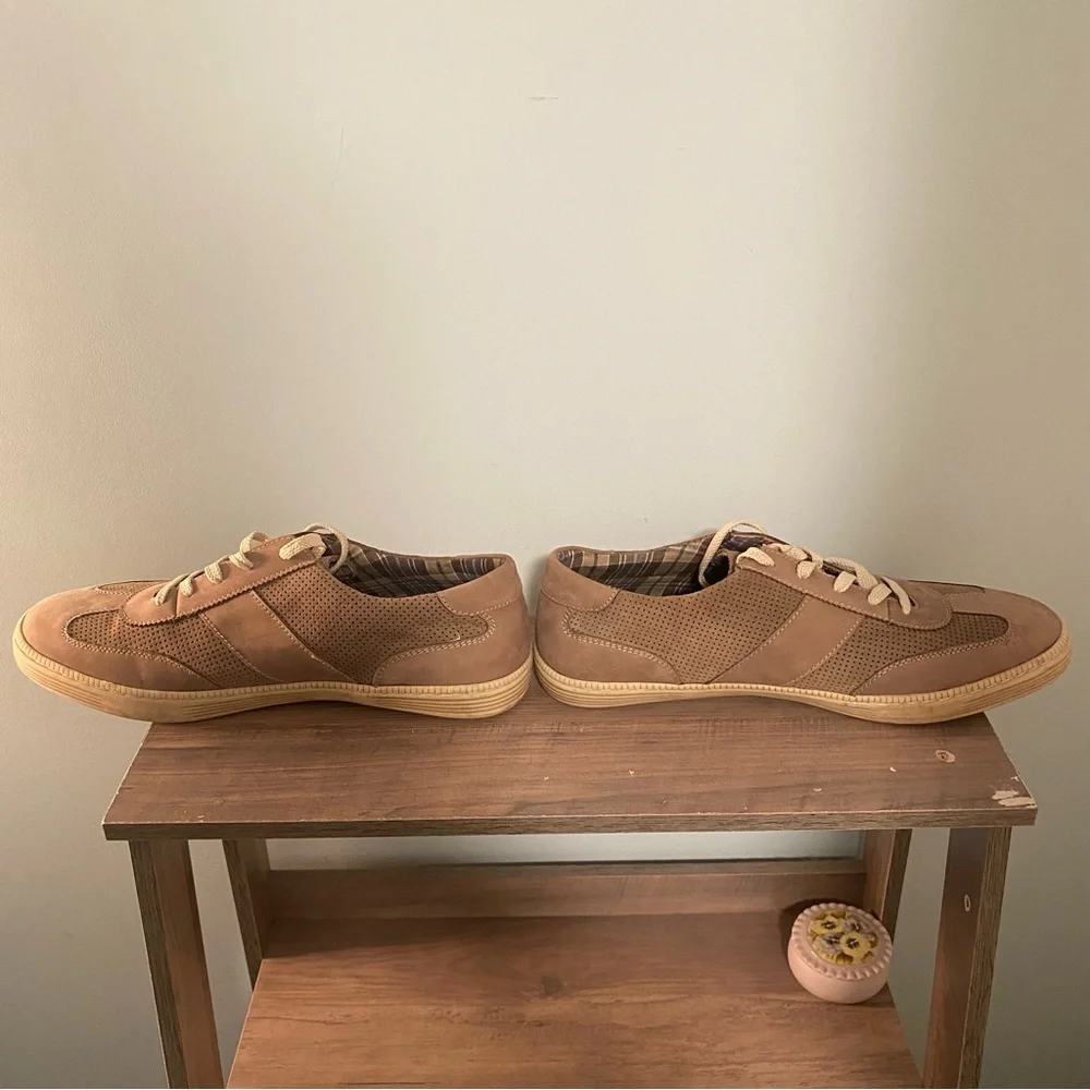 NWT Dr Scholls Mens Tennis Shoes Loafer Comfort Casual Leather Brown/Tan Lace Up